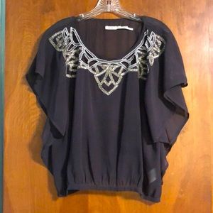 Beaded Art Deco sheer blouse